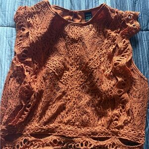 SHEIN Vibrant Orange Lace Crop Top
